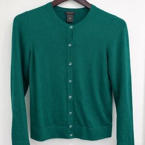 Ann Taylor Factory Emerald Green Crewneck Button Cardigan